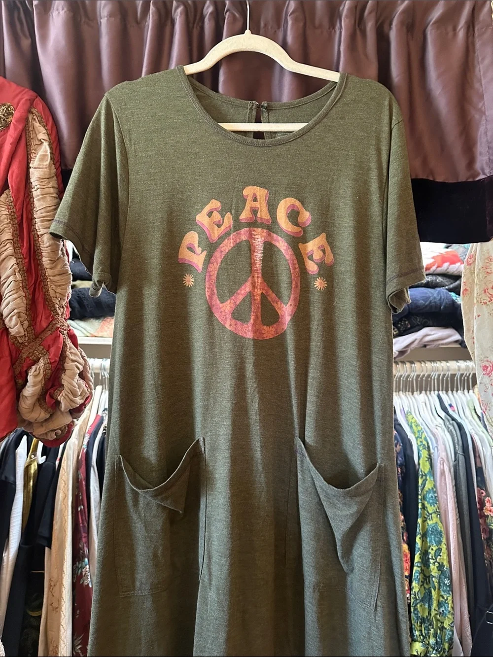 Natural Life Peace Jumper Olive Green S/M